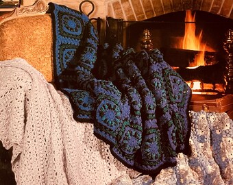 7 patrones de crochet vintage para afganos junto a la chimenea – Descarga PDF