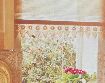 Vintage Sun Filet Curtain Crochet Pattern | Retro Window Panel Design | Digital Download PDF