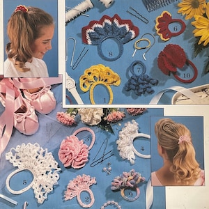 10 Vintage Crochet Hair Tie Patterns | Set of 10 Retro Designs | Digital Download PDF | crochet accessories | vintage patterns