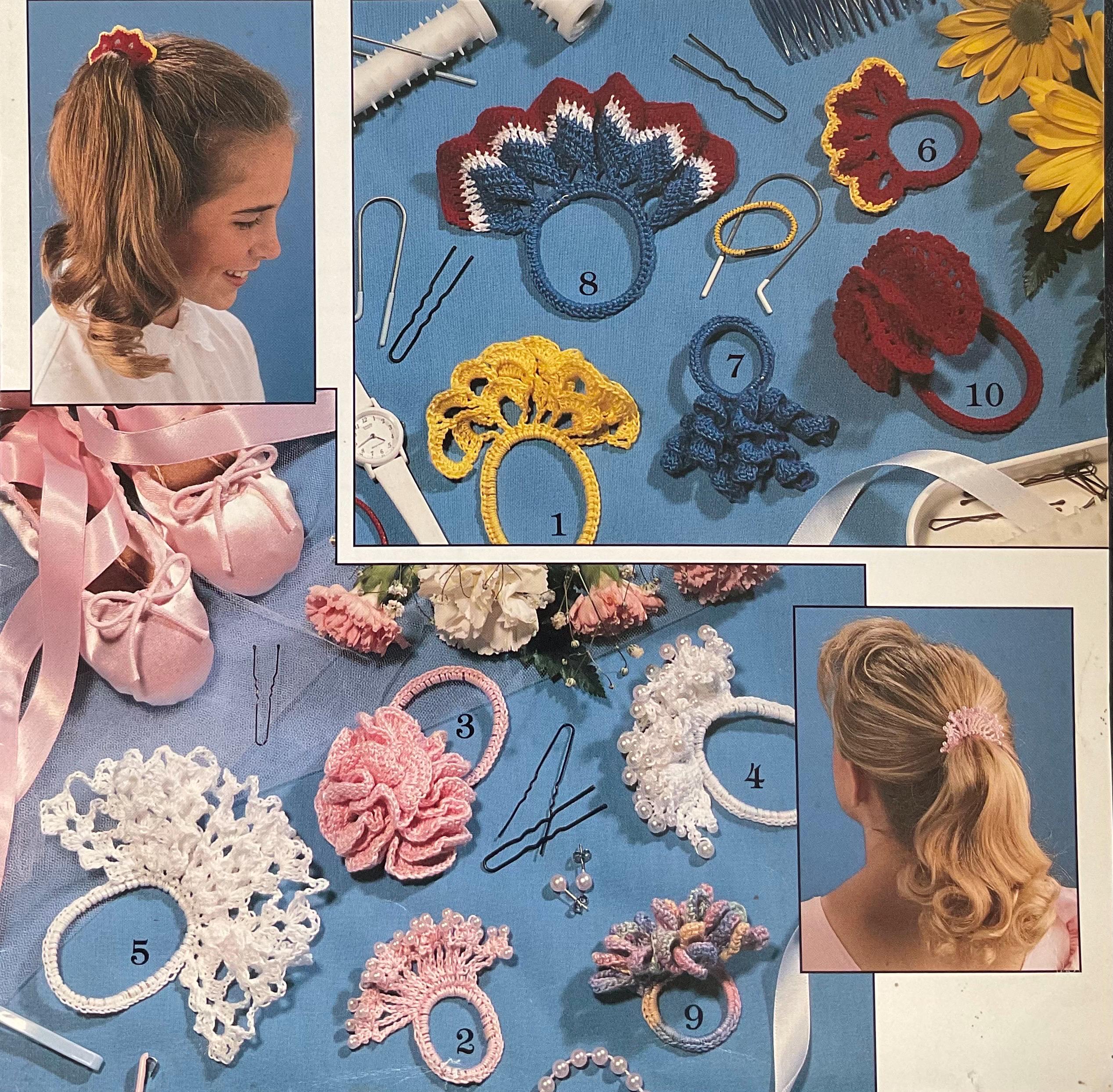 20 Crochet Scrunchies with Cherries, Ruffles, Shells, and Stars 14 Vintage Crochet Hair Tie Patterns