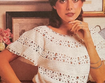 Häkelbluse mit floraler Spitze: Elegantes Vintage Top (PDF Download)