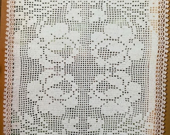 Patrón de crochet para cortina de filetes de rosas vintage (descarga en PDF)