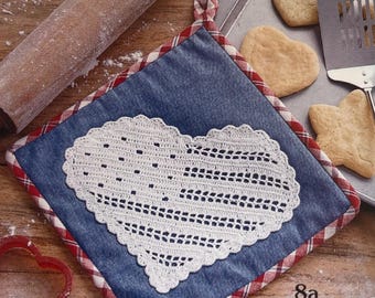3 patrones de crochet con la bandera estadounidense en forma de corazón: Diseños de filete vintage (Descarga PDF)