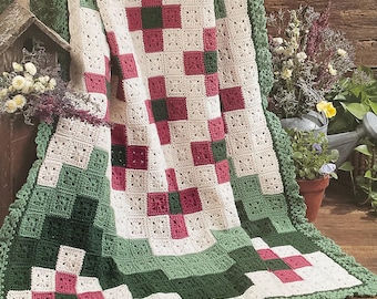 Vintage Patchwork Garden Afghan Crochet Pattern | Floral Granny Square Blanket | Digital Download PDF