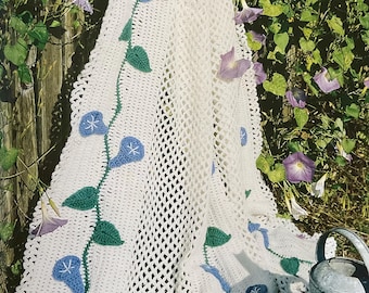 Manta vintage Morning Glory – Patrón de crochet – Descarga PDF