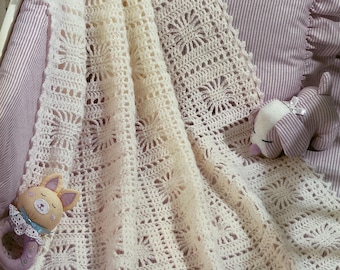 Häkelanleitung für eine Babydecke im Spinnenmuster: PDF im Vintage-Stil