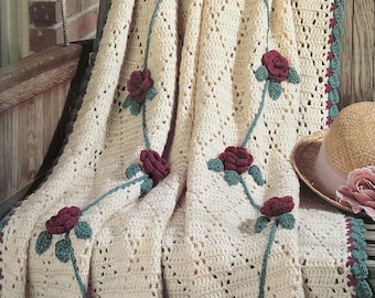 Patrón de crochet vintage con rosas erráticas (descarga en PDF)