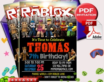 Roblox Birthday Invitation Etsy - roblox live ste