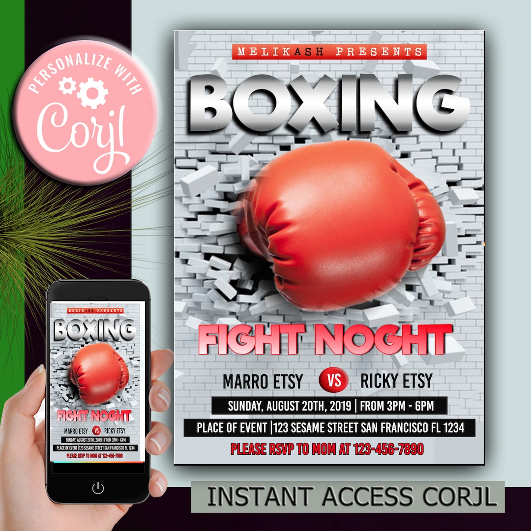 Boxing Invitation Boxing Birthday Invitation Boxing Party Etsy