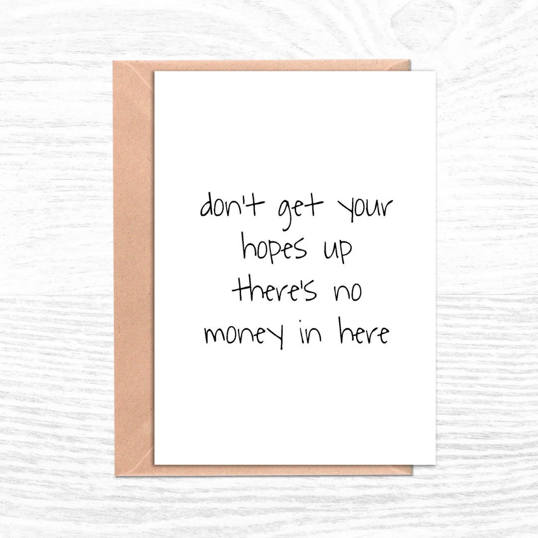 Funny Birthday Card No Money Funny Birthday Gift Card for Her Card for
