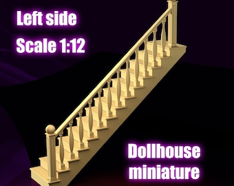Miniature Dollhouse Staircase 1:12 Resin Printable Dollhouse Furniture for Miniature Diorama. 3D STL file. Commercial STL file