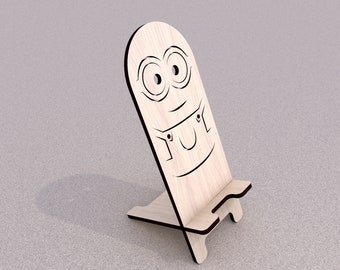 Phone Stand Laser cut file. Phone holder SVG file. Mobile phone wooden stand. SVG file for laser. Phone holder for desk. Instant download.