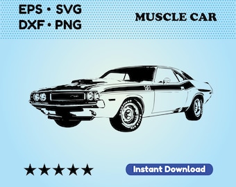 Sport car SVG files for cricut. Classic Muscle Car Vector File (DXF, EPS). Muscle car files for cutting. Printable art. Digital download