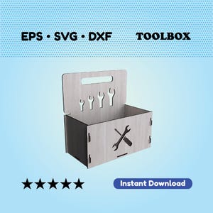 Toolbox Laser cut file. Storage box SVG file. Box with handle SVG file for laser. Wooden organizer digital file. Instant download.