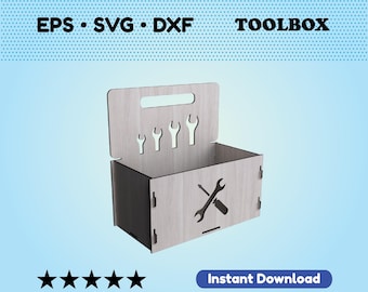 Toolbox Laser cut file. Storage box SVG file. Box with handle SVG file for laser. Wooden organizer digital file. Instant download.