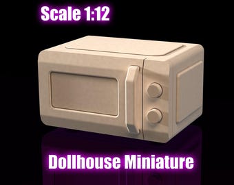 Miniature Dollhouse Microwave oven. 1:12 Resin Printable Dollhouse Kitchen appliance for Miniature Diorama. 3D STL file. Commercial STL file