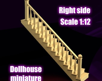 Miniature Dollhouse Staircase 1:12 Resin Printable Dollhouse Furniture for Miniature Diorama. 3D STL file. Commercial STL file