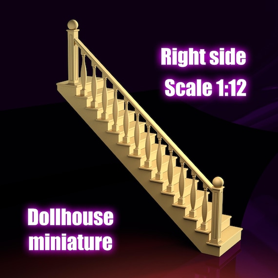 Miniature Dollhouse Staircase 1:12 Resin Printable Dollhouse Furniture for Miniature Diorama. 3D STL file. Commercial STL file