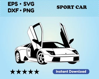 Sport car SVG files for cricut. Super Car Vector File (DXF, EPS). Muscle car files for cutting. Printable art. Digital download