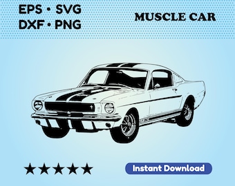 Muscle car SVG files for cricut. Classic car Vector File (dxf, eps). Sport car files for cutting. Printable art. Digital download