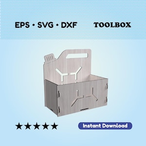 Toolbox Laser cut file. Storage box SVG file. Box with handle SVG file for laser. Wooden organizer digital file. Instant download.