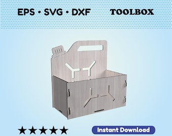 Toolbox Laser cut file. Storage box SVG file. Box with handle SVG file for laser. Wooden organizer digital file. Instant download.