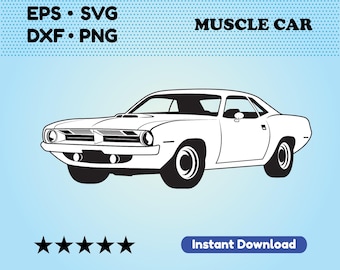 Svg files for cricut - Classic Muscle Car. Laser cut files. Dxf files for laser. EPS, DXF, PNG files.  Instant download