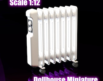 Miniature Oil-Filled Radiator Heater | Commercial STL File for Dollhouse Furniture & Diorama | Customizable Section Count