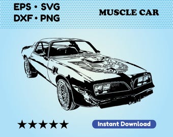 Sport car SVG files for cricut. Muscle car Vector File (DXF, EPS). Muscle car files for cutting. Printable art. Digital download