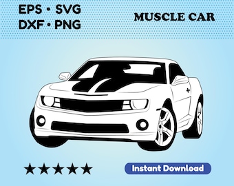 Muscle car SVG files for cricut. Sport car Vector File (EPS, DXF) for cutting, for printing. Instant download