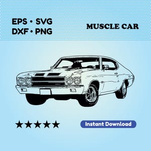 Sport car SVG files for cricut. Classic Muscle car Vector File (dxf, eps). Muscle car files for cutting. Printable art. Digital download