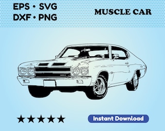 Sport car SVG files for cricut. Classic Muscle car Vector File (dxf, eps). Muscle car files for cutting. Printable art. Digital download