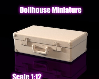 Vintage Suitcase STL, Miniature Luggage for 3D Printing, Dollhouse Travel Suitcase, Travel Trunk 1:12 scale STL file. Commercial STL file