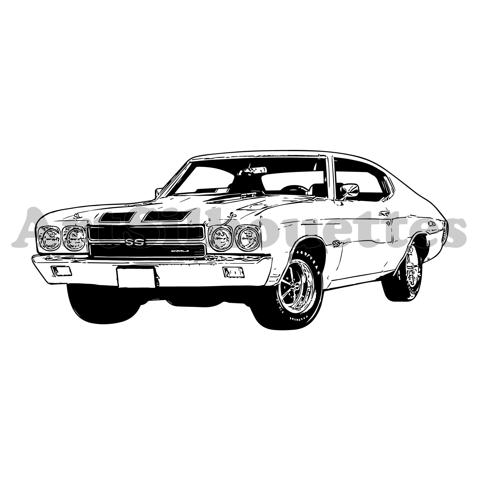 Sport Car SVG Files for Cricut. Chevrolet Chevelle SS Vector File dxf