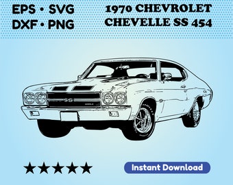 Sport car SVG files for cricut. Chevrolet Chevelle SS Vector File (dxf, eps). Muscle car files for cutting. Printable art. Digital download