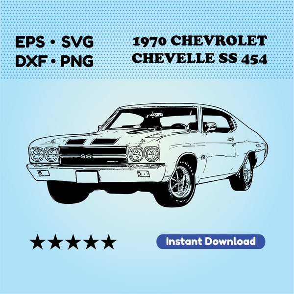 Sport car SVG files for cricut. Chevrolet Chevelle SS Vector File (dxf, eps). Muscle car files for cutting. Printable art. Digital download