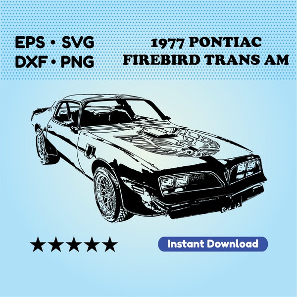 Sport car SVG files for cricut. 1977 Pontiac Firebird Vector File (DXF, EPS). Muscle car files for cutting. Printable art. Digital download