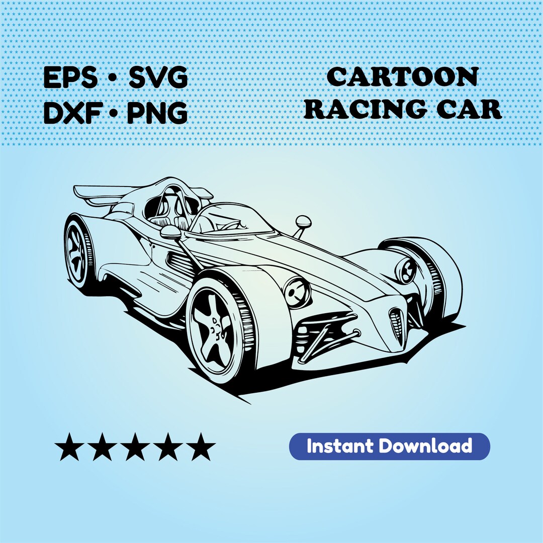 Racing Car SVG Files for Cricut. Cartoon Sport Car Vector File EPS, DXF ...