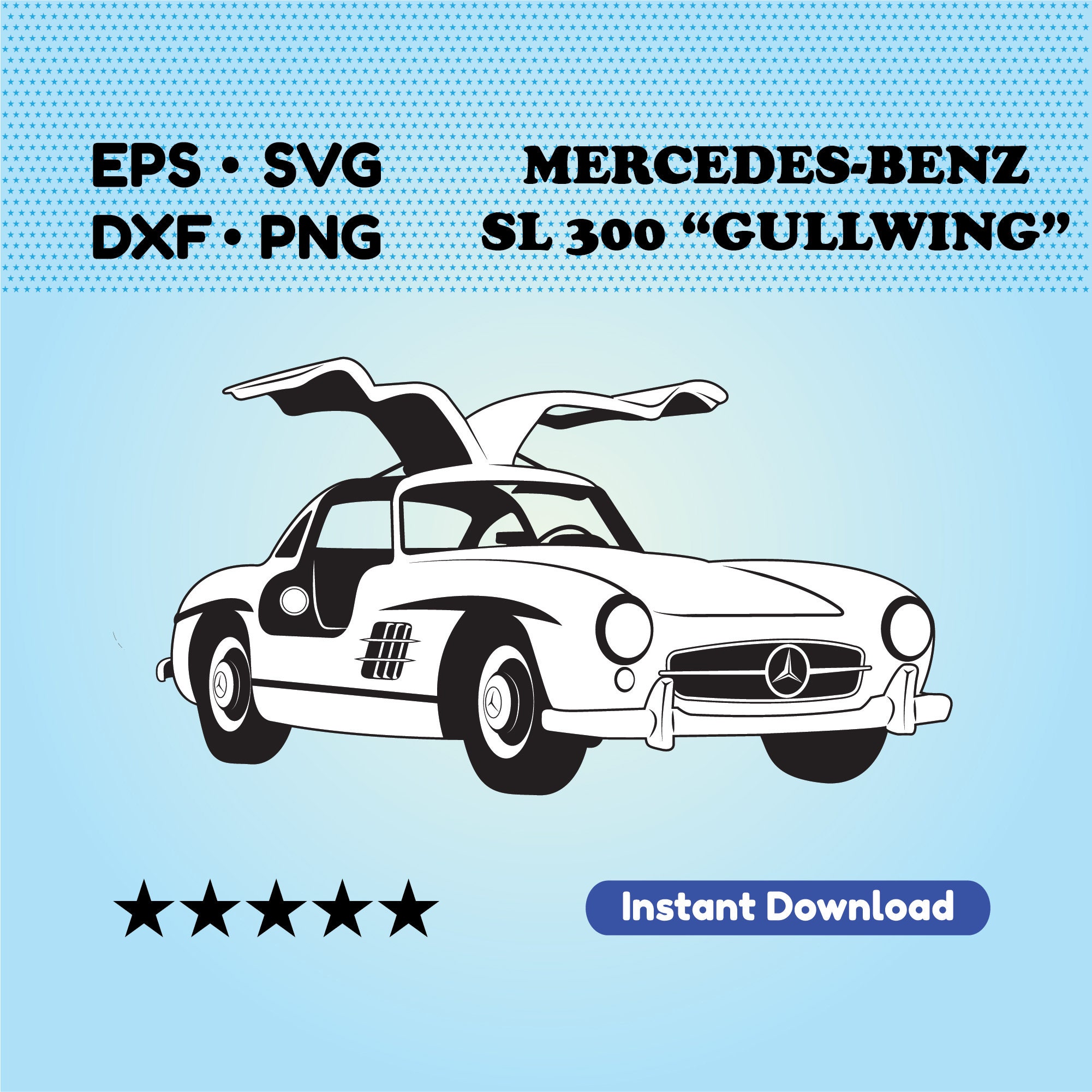 Download Vintage Car Svg Files For Cricut Mercedes Benz Sl 300 Etsy