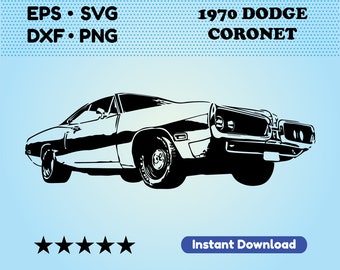 Vintage car SVG files for cricut. Dodge Coronet Vector File (DXF, EPS). Classic car file for cutting. Digital download. Printable art