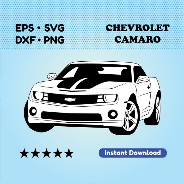 Muscle car SVG files for cricut. Chevrolet Camaro Vector File (EPS, DXF) for cutting, for printing. Instant download