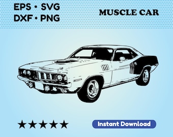 Sport car SVG files for cricut. Classic Muscle Car Vector File (DXF, EPS). Muscle car files for cutting. Printable art.Digital download