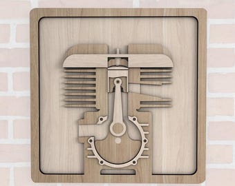 Two-Stroke Engine Cross-Section Wall Art– Digital Laser Cutting File (SVG, EPS, DXF). Wall art Laser cut file. Cricut file. Instant download