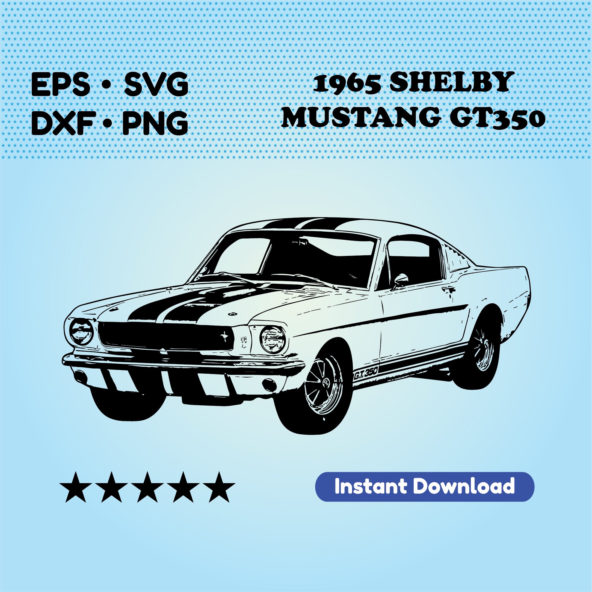 Muscle car SVG files for cricut. Shelby Mustang GT350 Vector | Etsy
