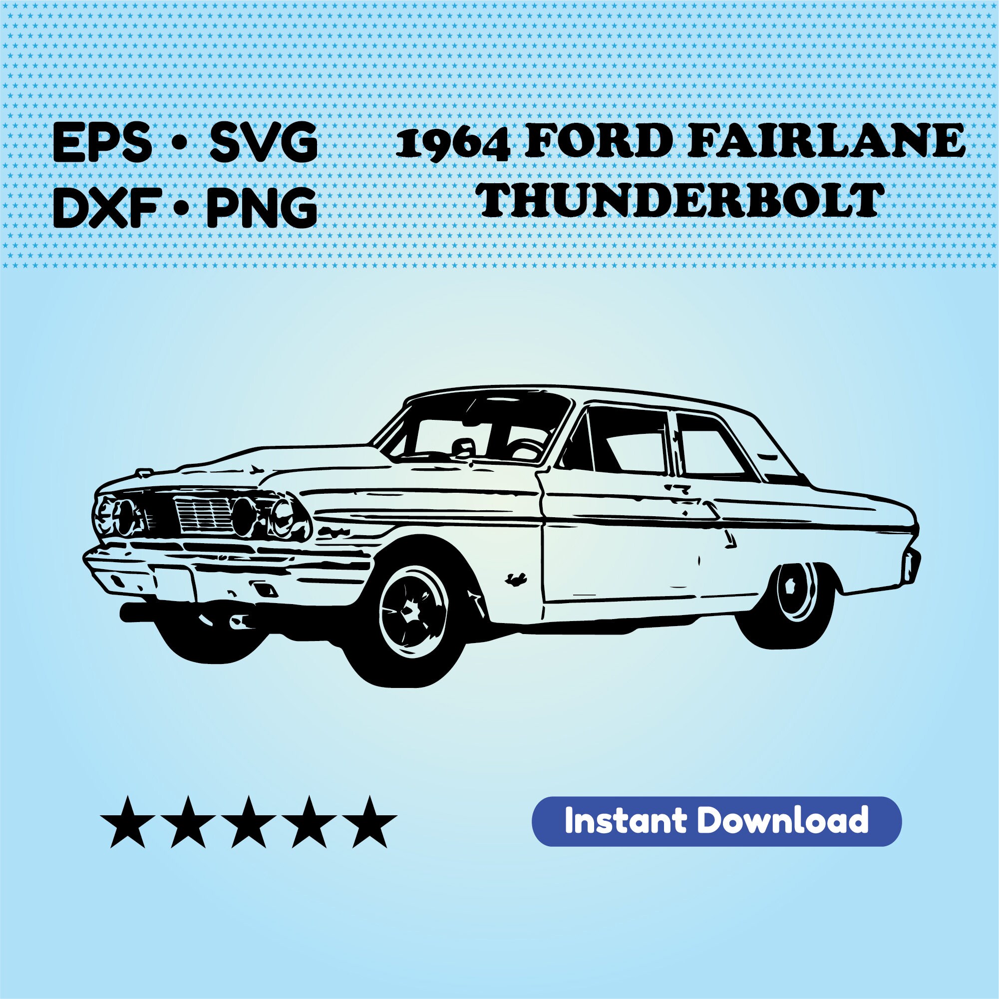 Muscle Car SVG Files for Cricut. 1964 Ford Fairlane Vector - Etsy