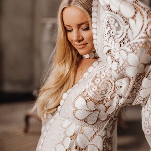 long sleeve boho maternity dress Retro Print Boho Style Maternity Dress