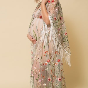 Fringe maternity dress, embroidery dress, maternity wedding dress
