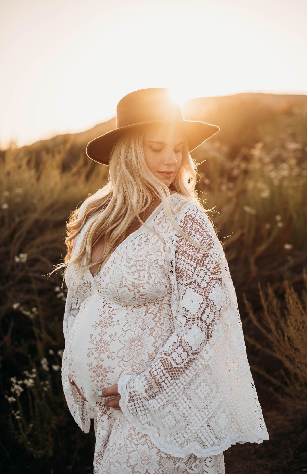 boho dress rentals Boho White Lace Gown Rental  Brittanyography