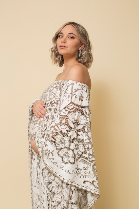 boho maternity dress australia A. Linen Cotton Two Piece Boho Maternity Dress For Photo Shoots or Bab Earth Majick