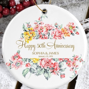 50th Wedding Anniversary Ornament • Christmas Gift For Parents • 50th Wedding Anniversary • Golden Wedding Anniversary Ceramic Ornament